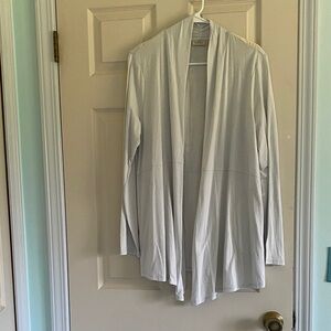 LOGO by Lori Goldstein White Open Front Cardigan